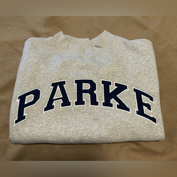 Parke Tops - Parke Fleece Varsity Mockneck Sweatshirt Classic Grey + Navy Size XXL NWOT